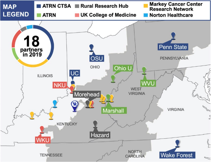 Map of CCTS Partners in Appalachia
