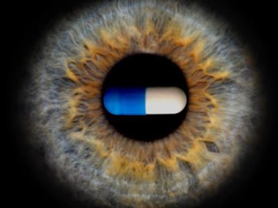 Pill on eye