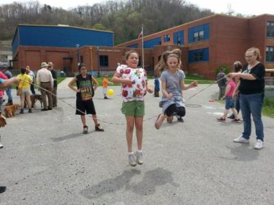 Kids jumping rope