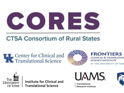 CORES logo with institutional logos and CORES map
