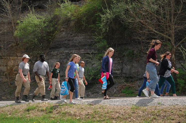 Perry Co. students walking at the Healthy Mile Inauguration, 2019