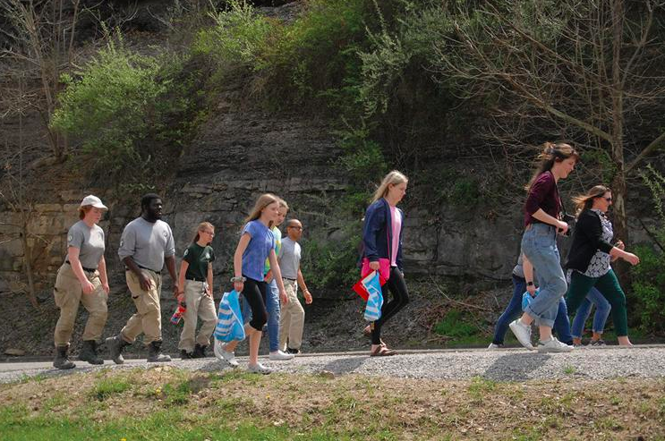 Perry Co. students walking at the Healthy Mile Inauguration, 2019 