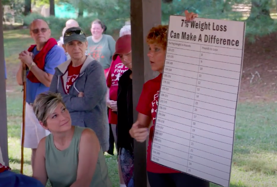 Mary Beth Castle leads a Fall into Fitness diabetes education and prevention event in Johnson County, Ky.