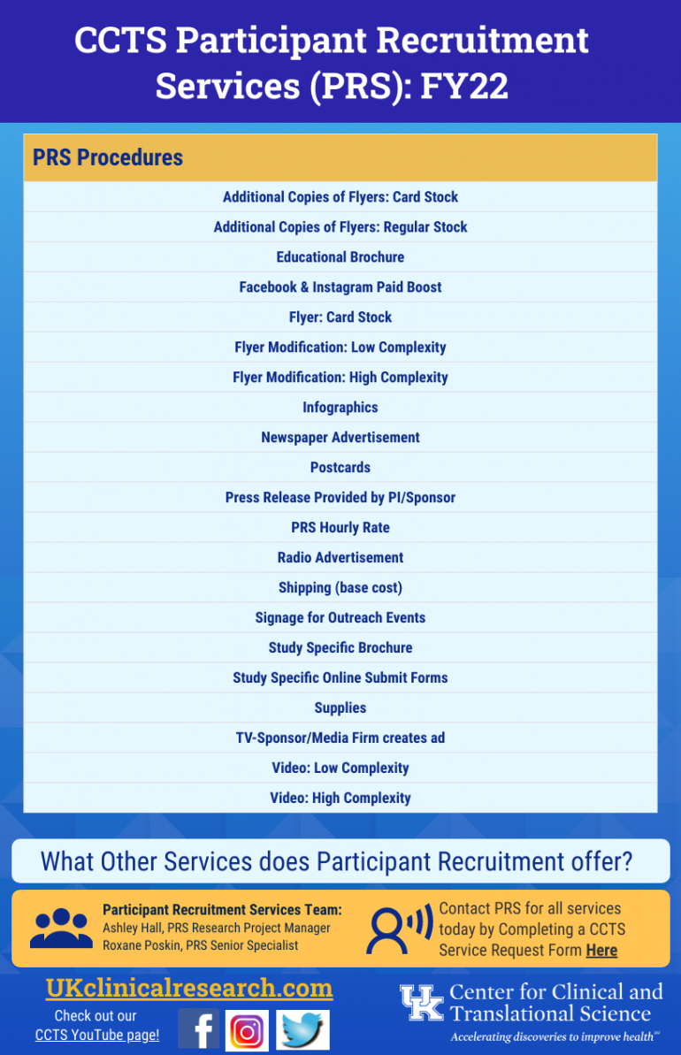 Participant Recruitment Services FY22 Rates 