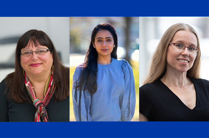 Row of three photos: Linda Dwoskin, Aman Preet Kaur and Sylvie Garneau-Tsodikova