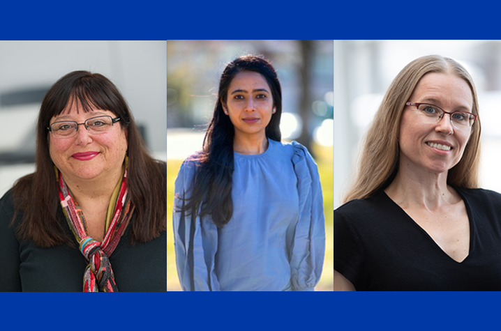 Row of three photos: Linda Dwoskin, Aman Preet Kaur and Sylvie Garneau-Tsodikova 