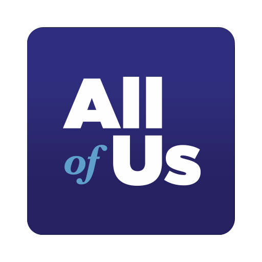 Logo for the All of Us Research Program: a royal blue background, the word "All" in bold white text, and under that are the words "of Us" in blue and white text.