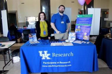 The CCTS Participant Recruitment Team, Roxane Poskin and Bryan Sanders, attended the 2019 EKU Health Fair. 