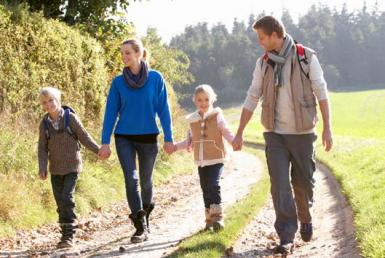 family walking outdoors