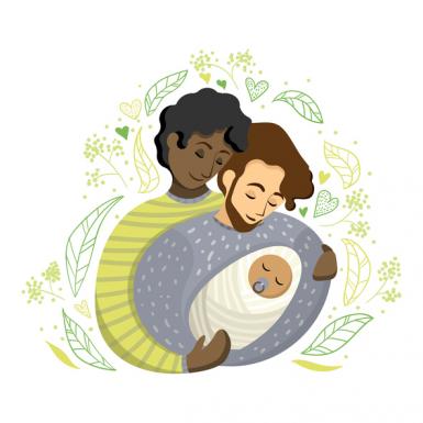 lgbtq, couple holding baby