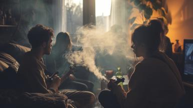 Group of people smoking