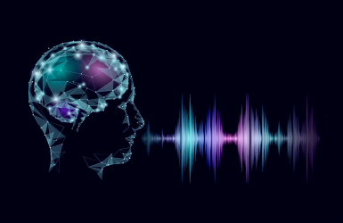 Image of a head with tone waves coming our of its mouth. 