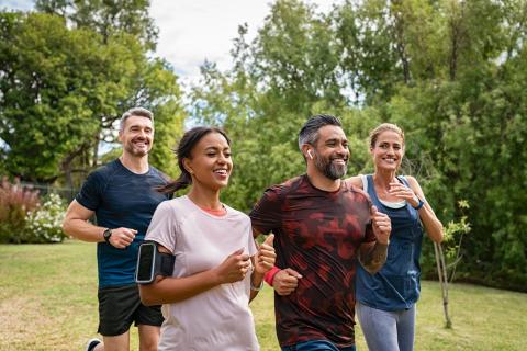 Men and women running