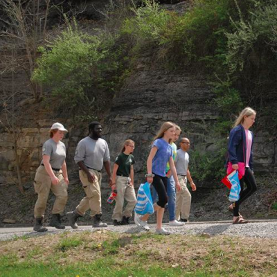 Perry Co. students walking at the Healthy Mile Inauguration, 2019
