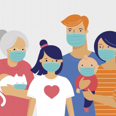Multigenerational Family Wearing Masks