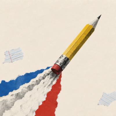 pencil launching into the air like a space ship